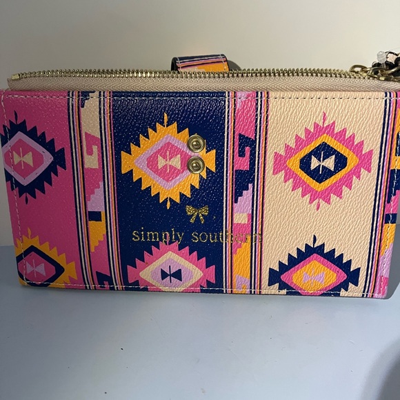 Simply Southern Handbags - Simply Southern Pink and Navy Women's Wallet NWT 7x4